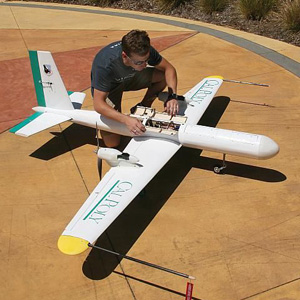 Student working on drone